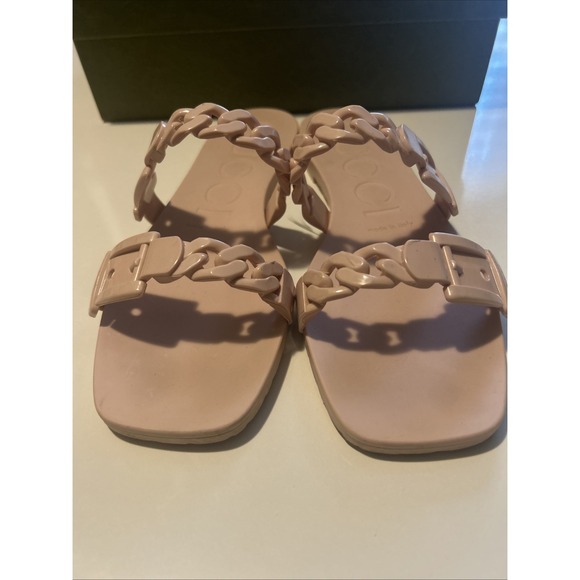 Gucci Blush Pink Jelly Chain Rubber Double Strap Slide Sandals Size 40 - Picture 8 of 9